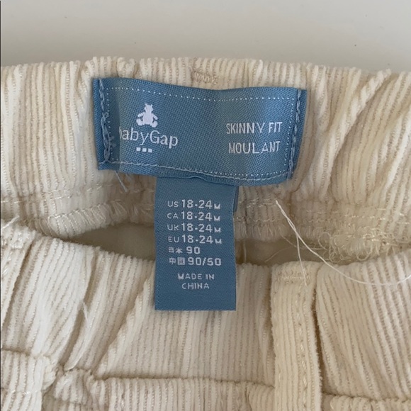 *4 for $20* NWT BabyGap Cream Corduroy Jeggings - Picture 5 of 7